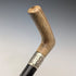 Circa 1900 British antique black shaft L-shaped antler handle walking stick 75cm